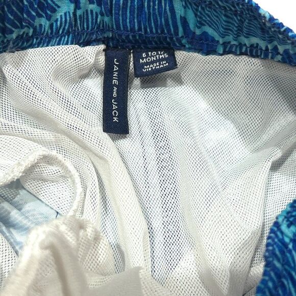 Janie and Jack Baby Boys Capri Blue Wave Print Lined Swim Shorts Trunks 6-12M - Picture 2 of 3